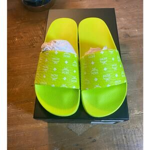 Women’s MCM New in Box Acid Lime Slides with Dust Bag